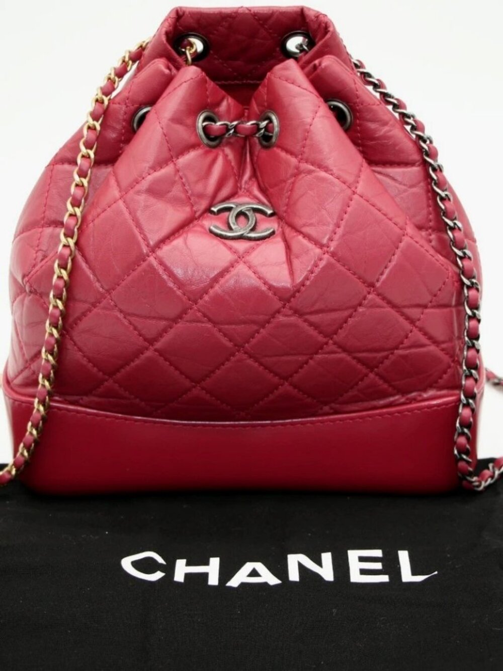CHANEL Matelasse Backpack Daypack Red lambskin Women